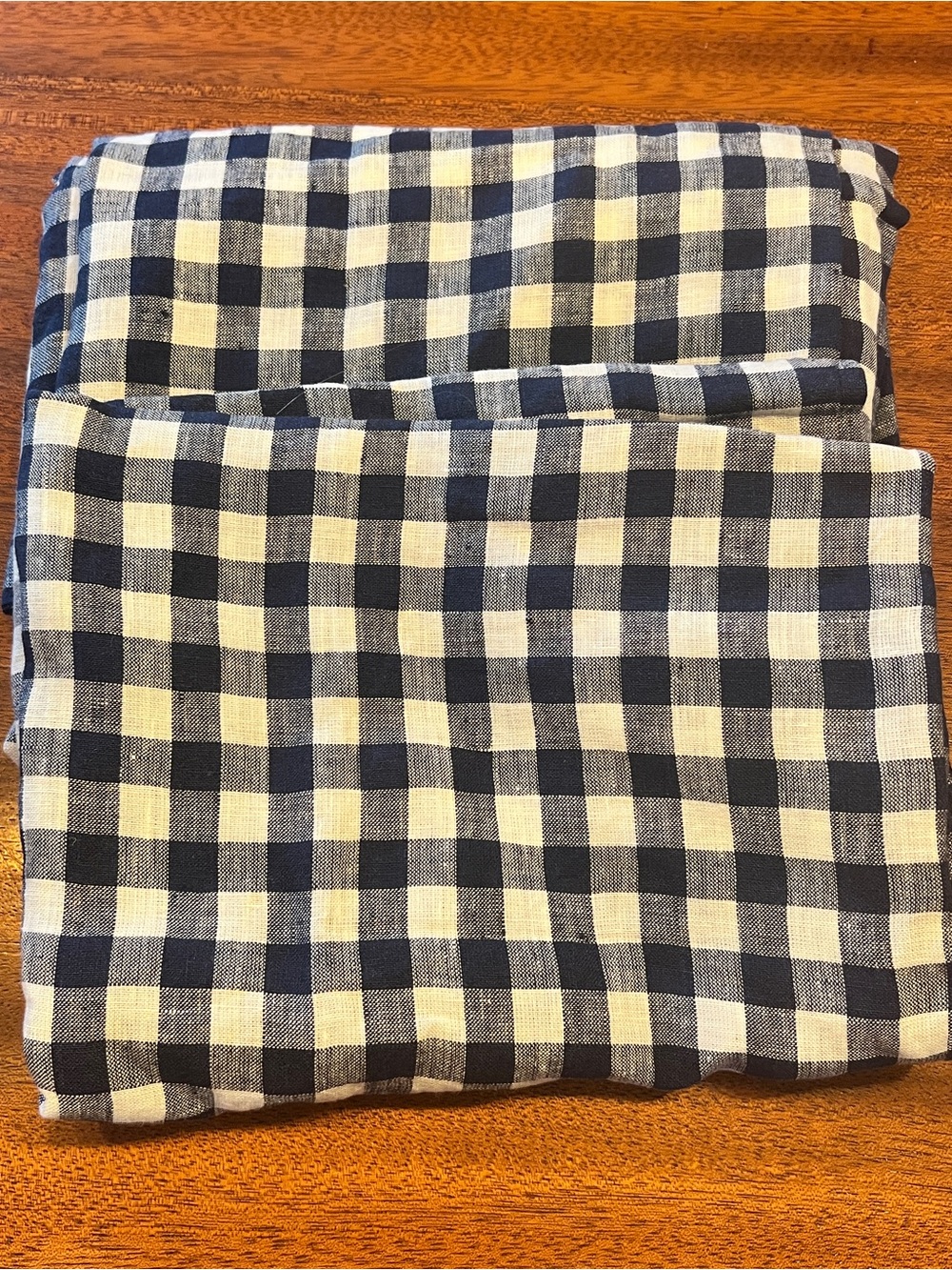 Quince Gingham European linen pillow sham set in navy 💙
